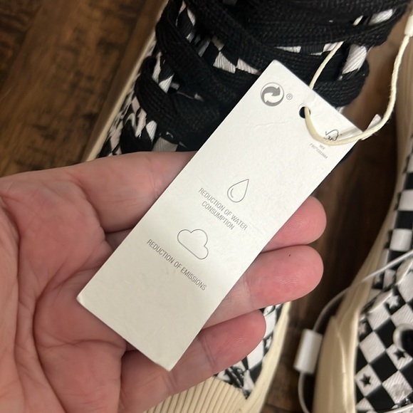 Zara Sneakers Stars Checkered Black and ivory high size 38 or 7 to 7.5 nwt - Picture 14 of 16